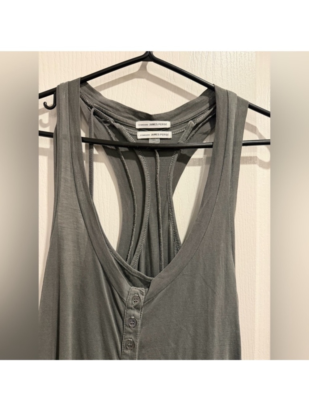 James Perse Gray Button-Front, Racerback Maxi Dress - Picture 8 of 10